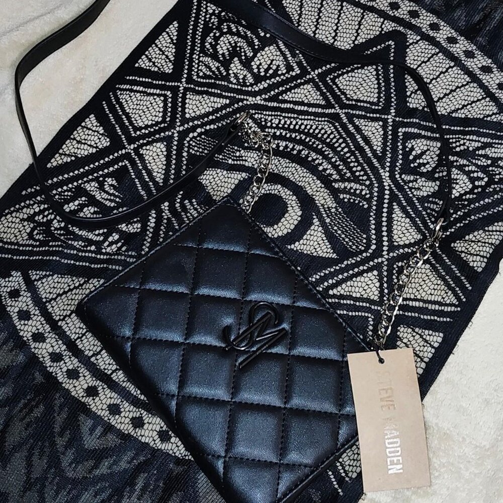 Steve Madden Black Quilted Crossbody Bag